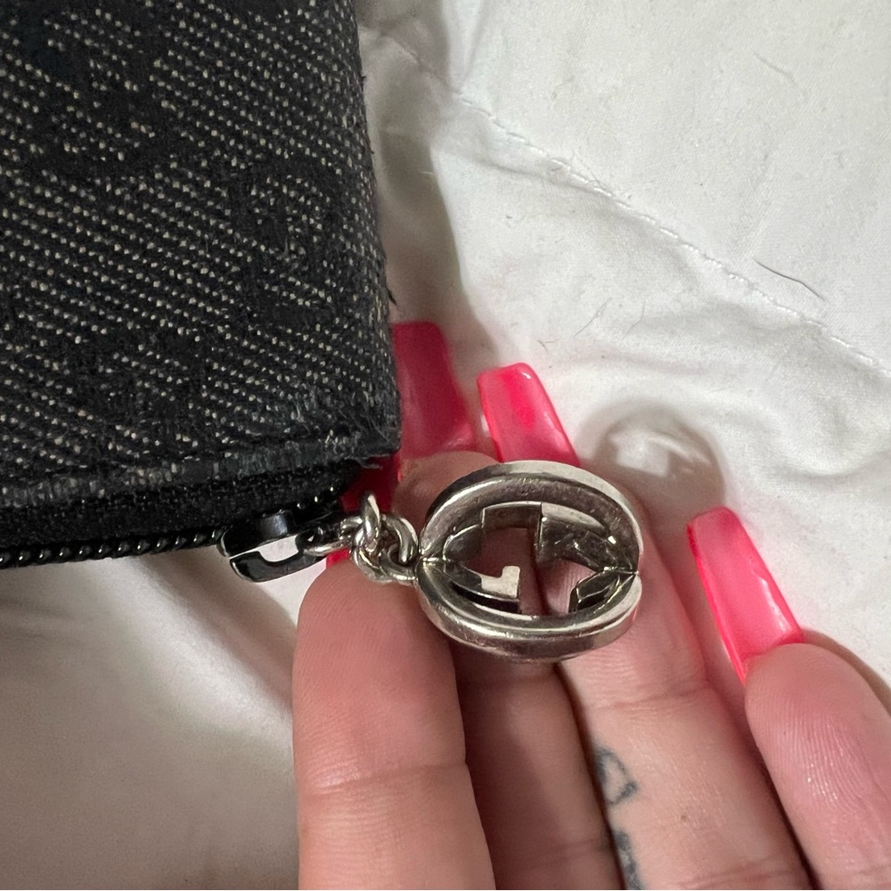 Authentic GUCCI Gucci Black GG Denim Canvas Round Zippy Long Wallet - Picture 11 of 11